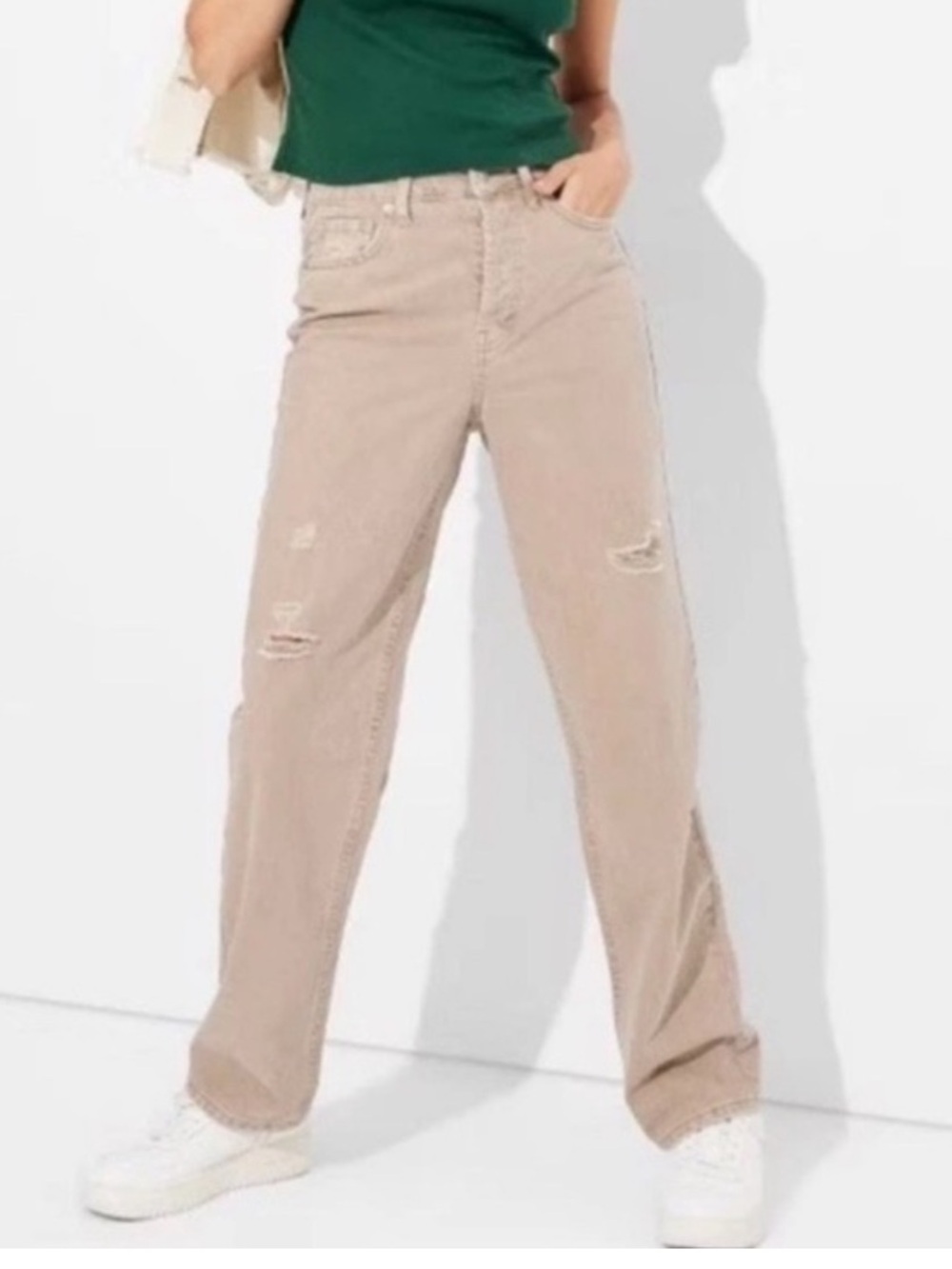 Wild Fable High Rise Straight Leg Distressed Tan Denim Jeans Size 2 NWT
